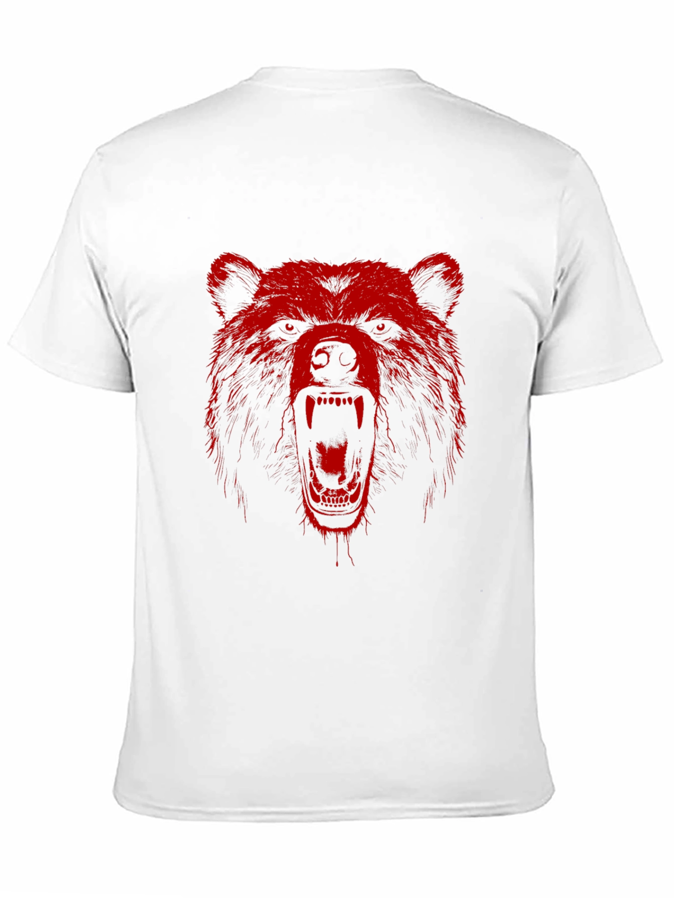 Red Bear Graphic Print Black T-Shirt