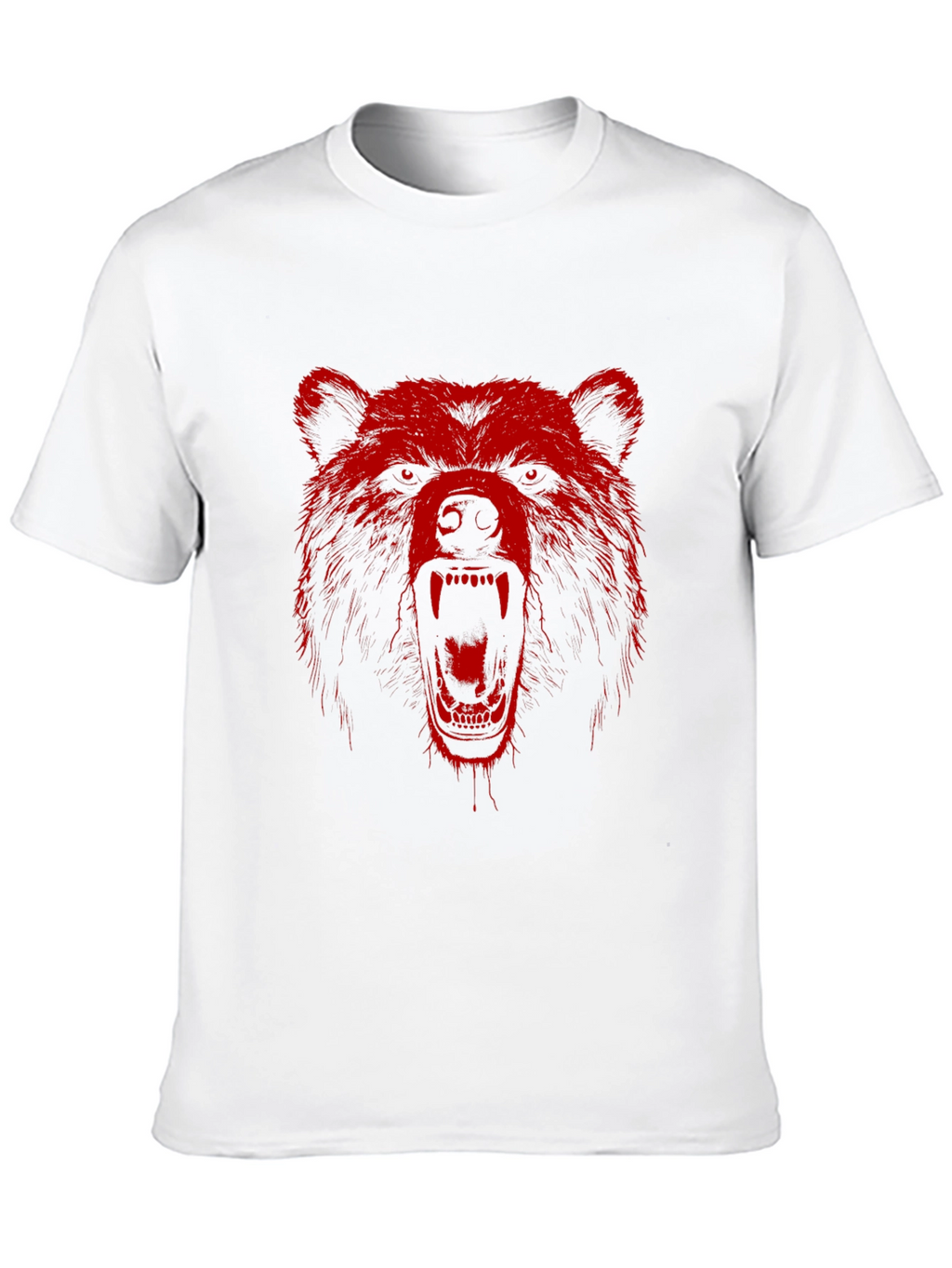 Red Bear Graphic Print Black T-Shirt