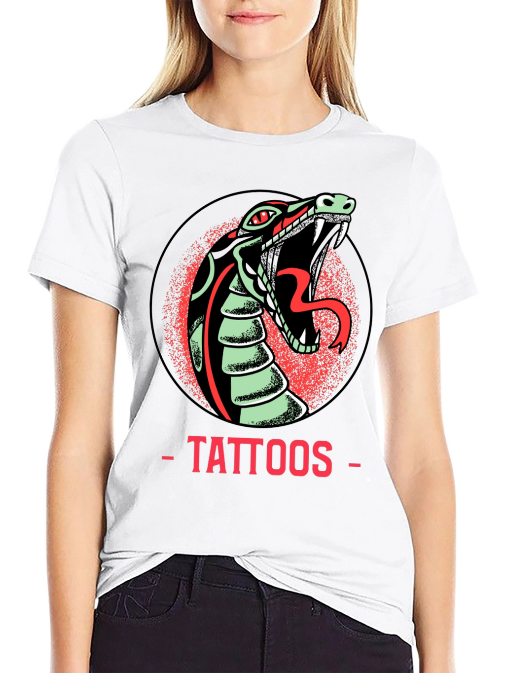 Snake Tattoo Graphic Tee - Edgy Mens Black T-Shirt