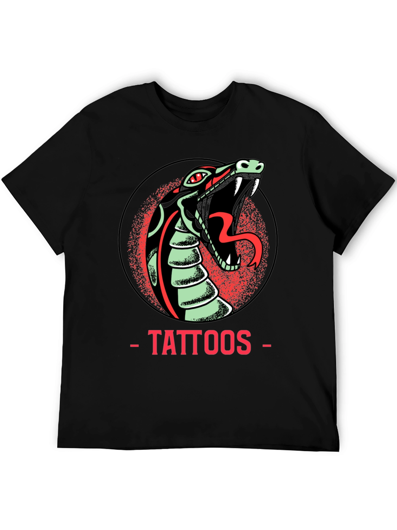 Snake Tattoo Graphic Tee - Edgy Mens Black T-Shirt