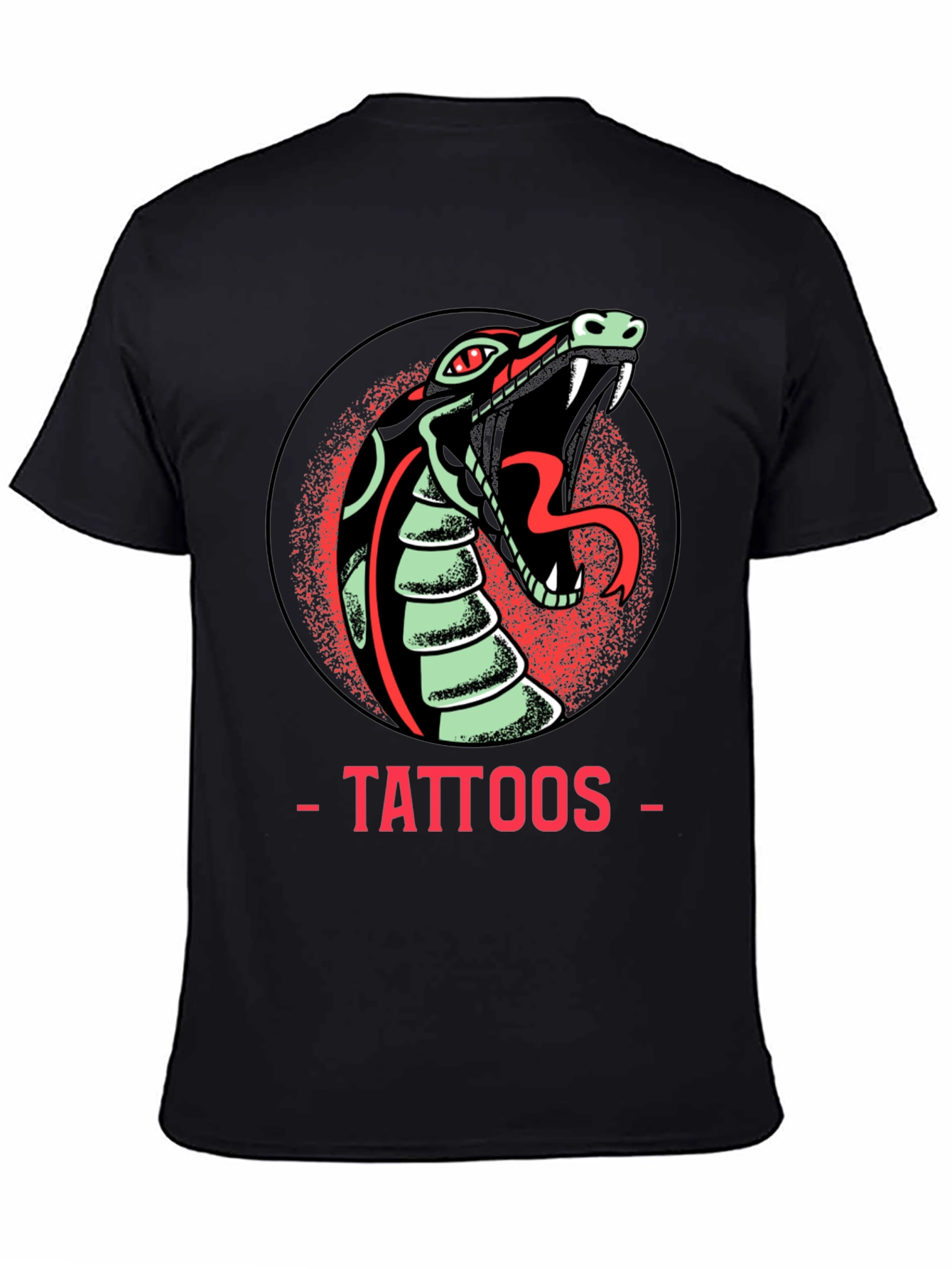 Snake Tattoo Graphic Tee - Edgy Mens Black T-Shirt