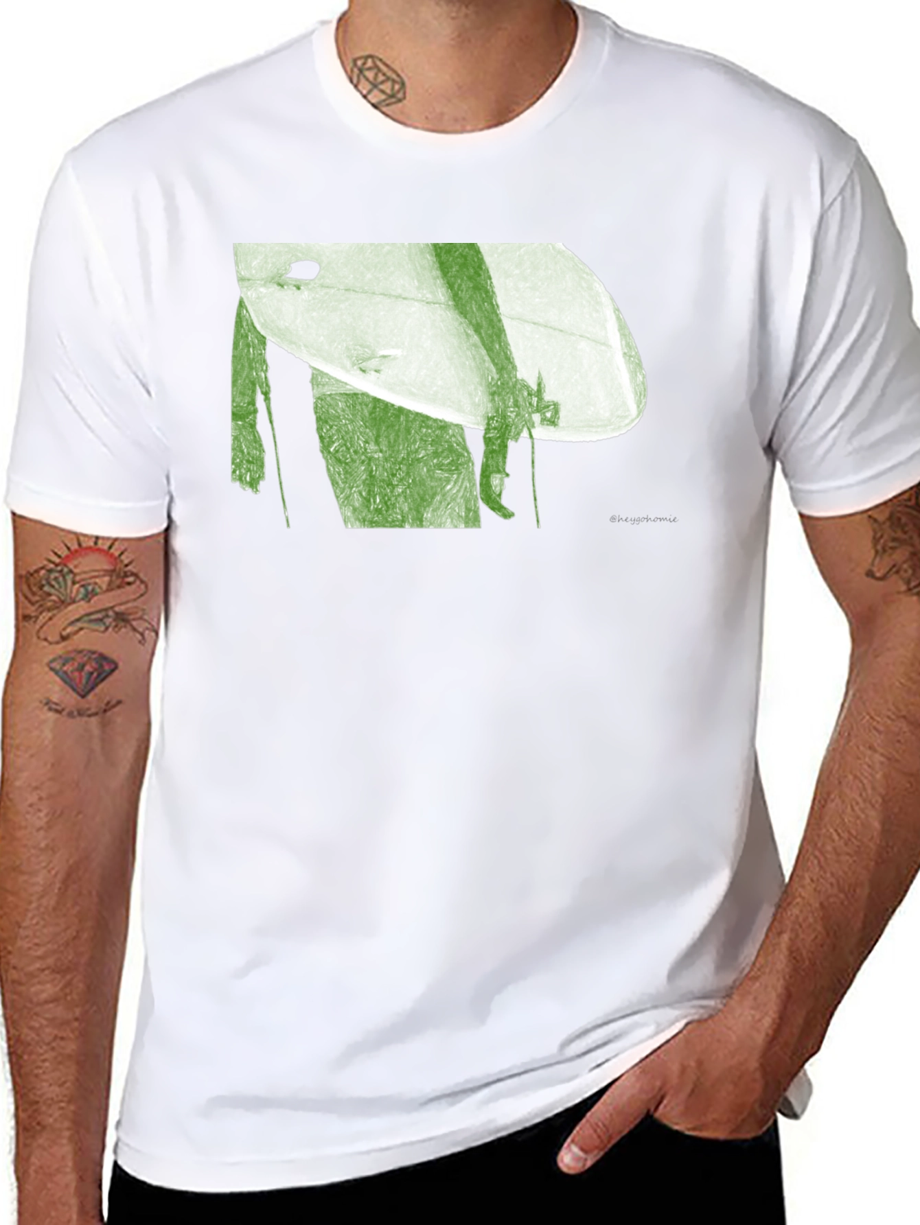 Surfer Graphic Tee - Black Cotton Blend