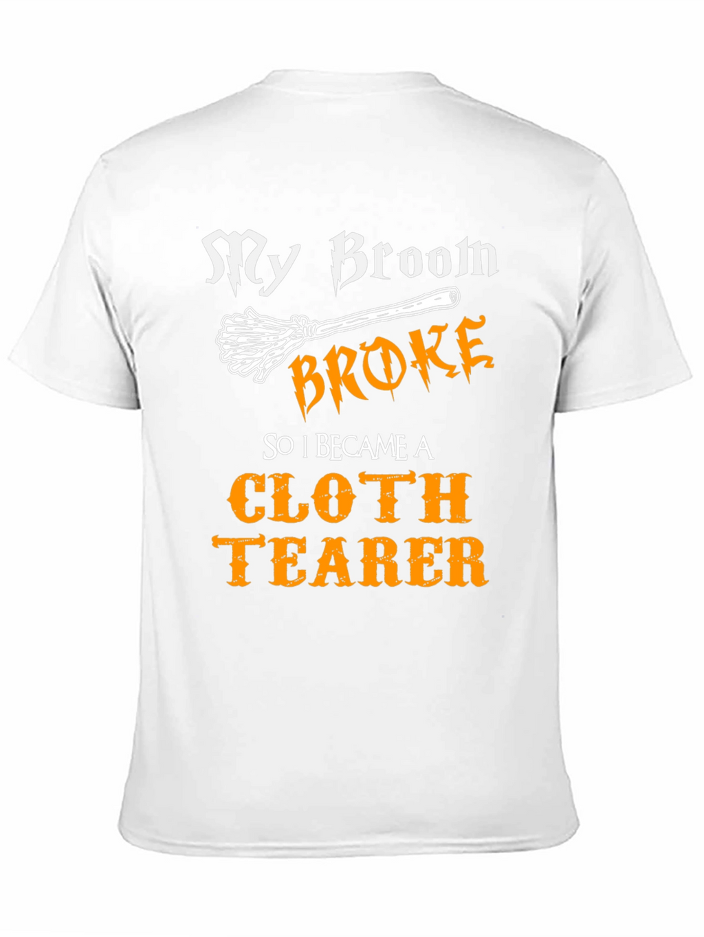 Funny Cloth Tearer T-Shirt - Halloween Witch Broom Tee