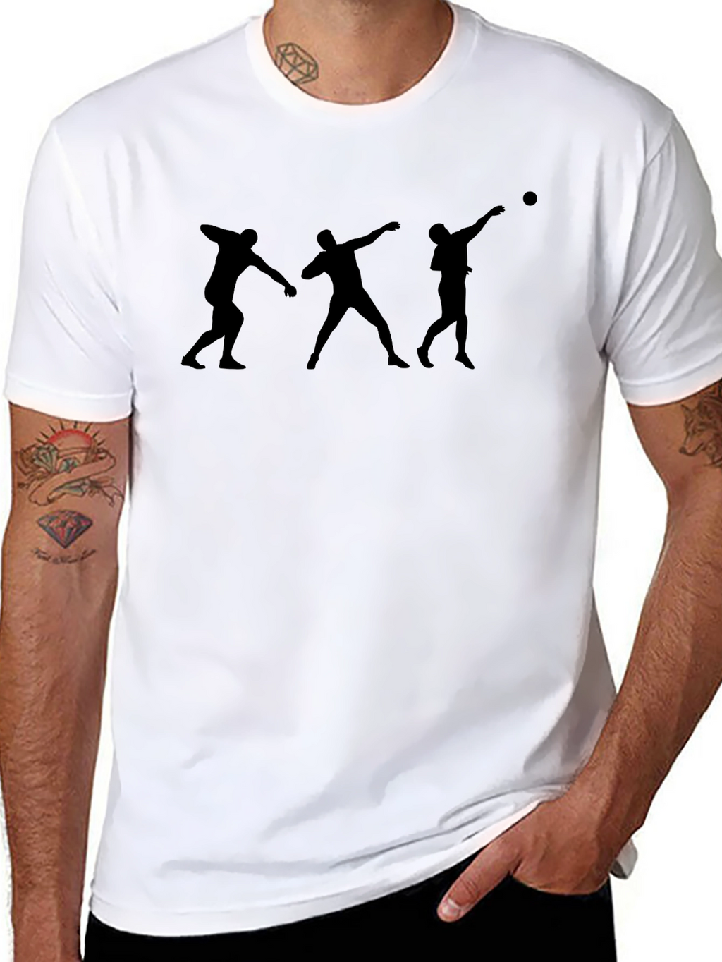 Shot Put Silhouette Graphic Tee - Black Cotton T-Shirt