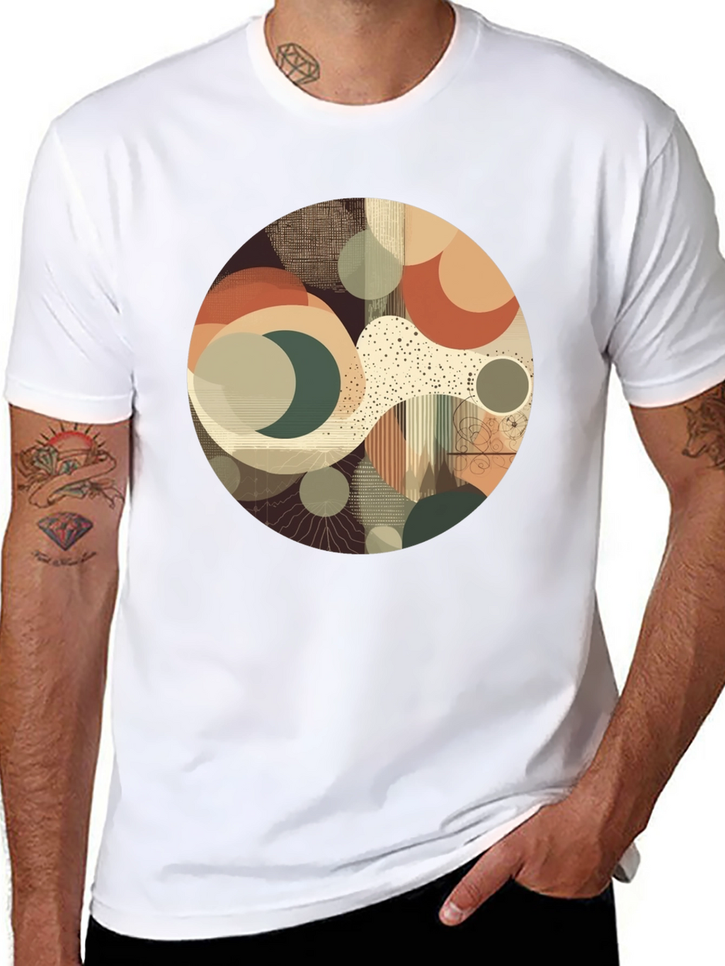 Abstract Geometric Graphic Print Crew Neck T-Shirt