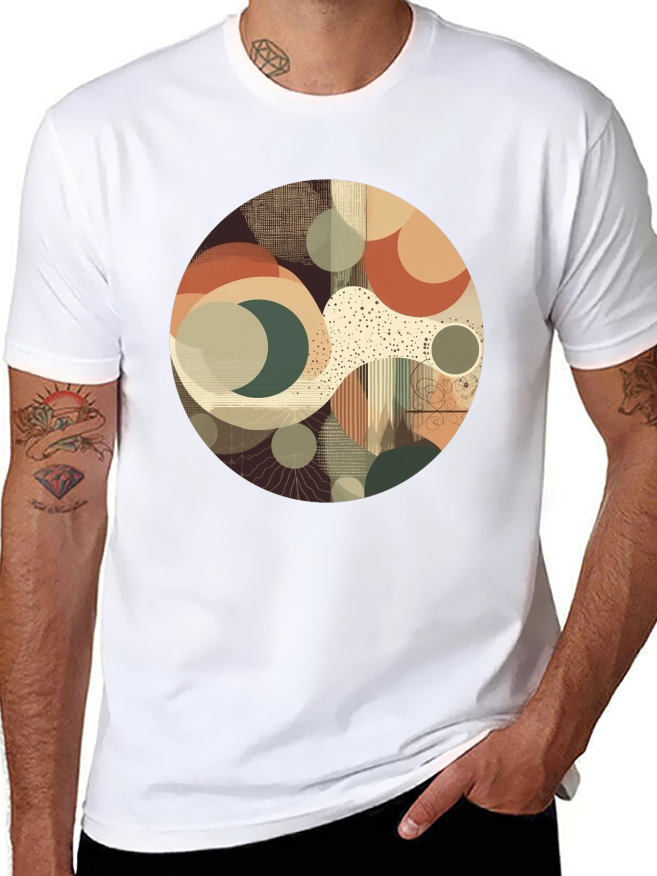 Abstract Geometric Graphic Print Crew Neck T-Shirt