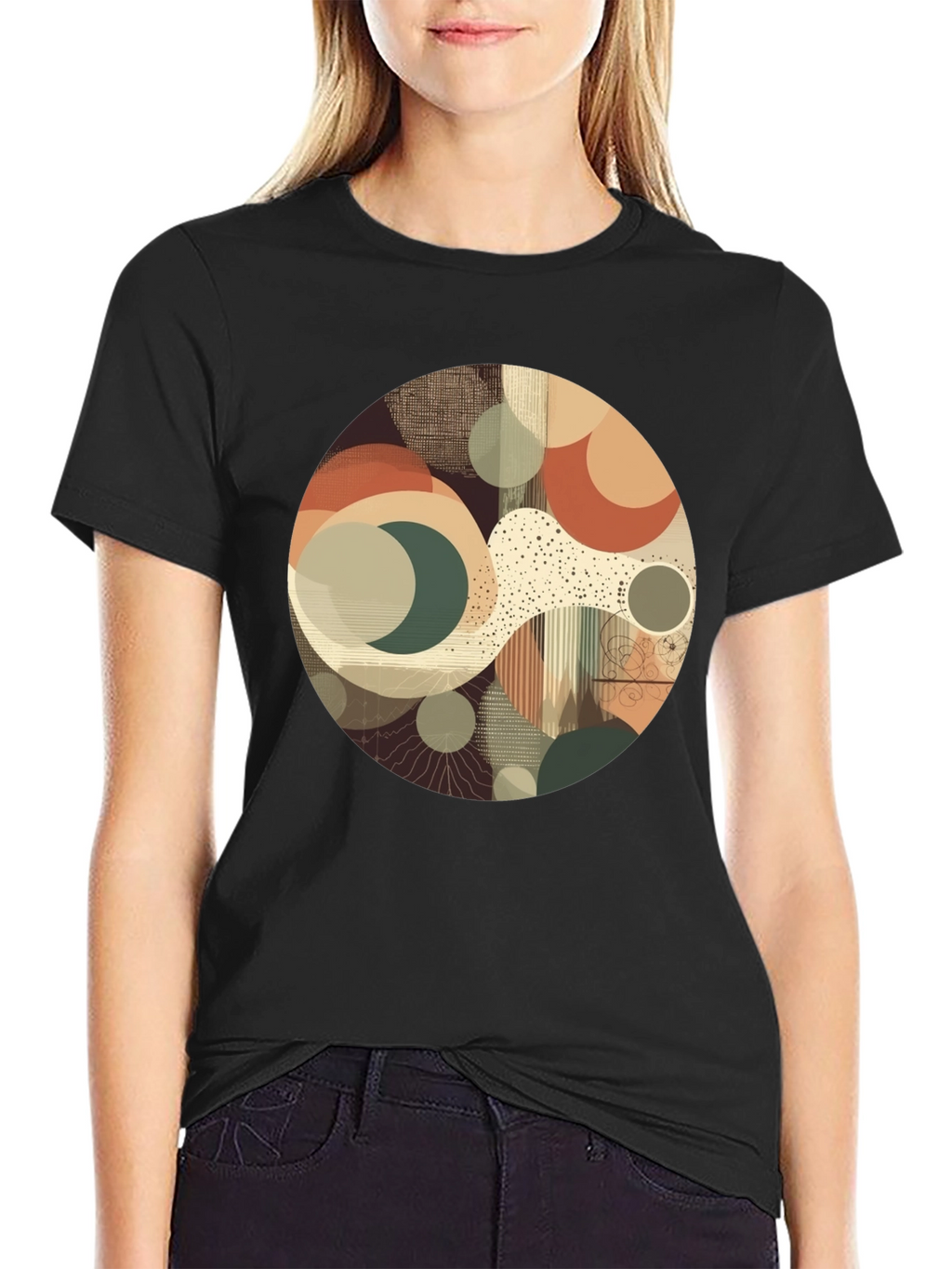 Abstract Geometric Graphic Print Crew Neck T-Shirt