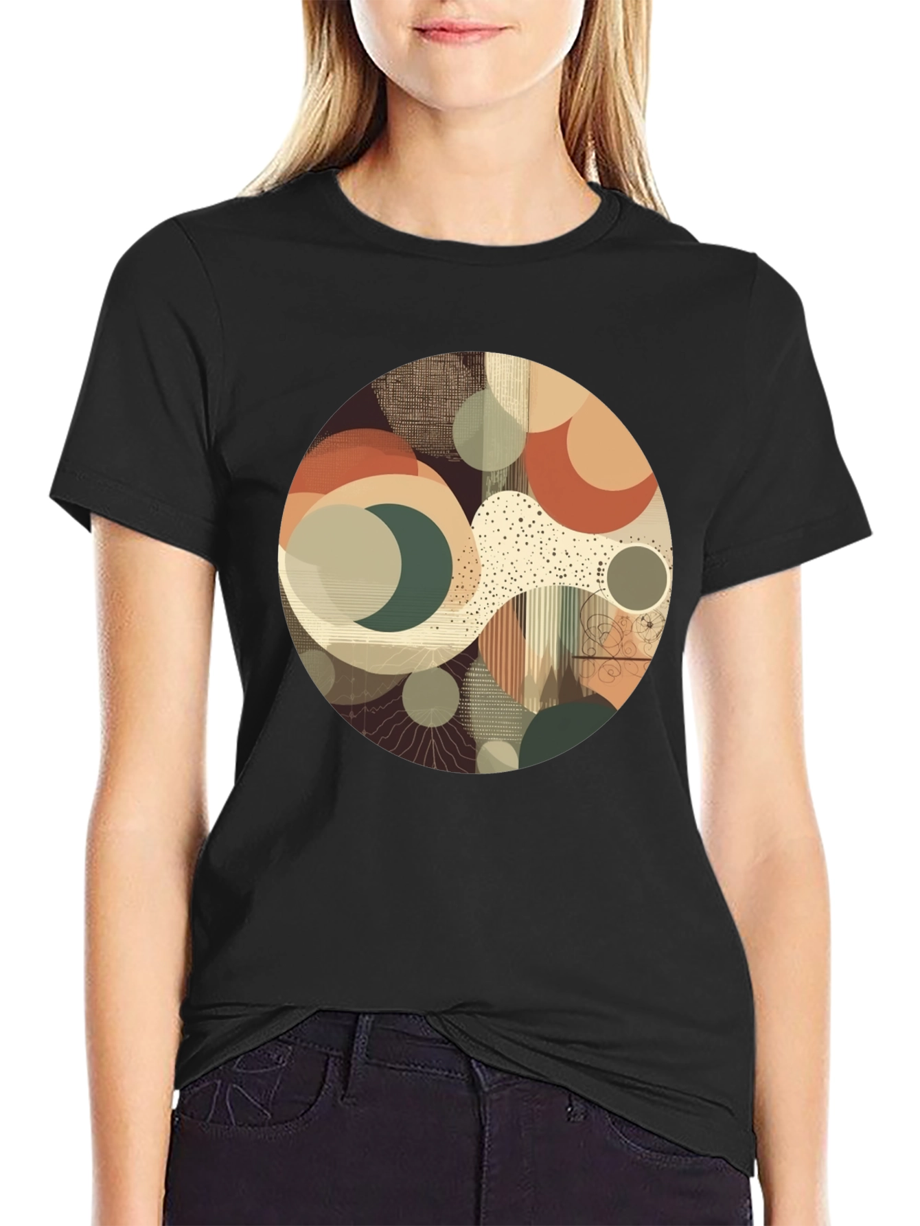 Abstract Geometric Graphic Print Crew Neck T-Shirt