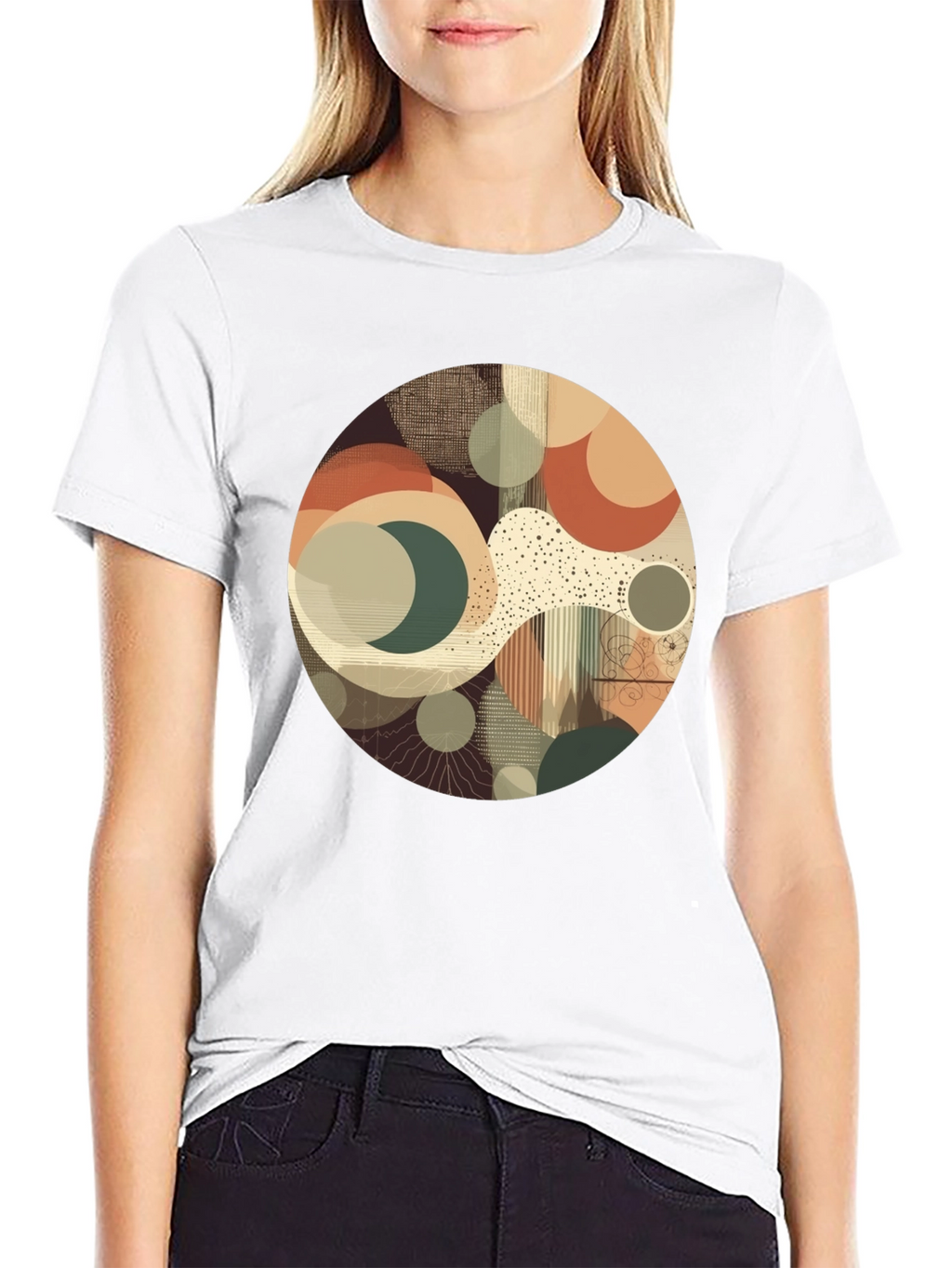 Abstract Geometric Graphic Print Crew Neck T-Shirt