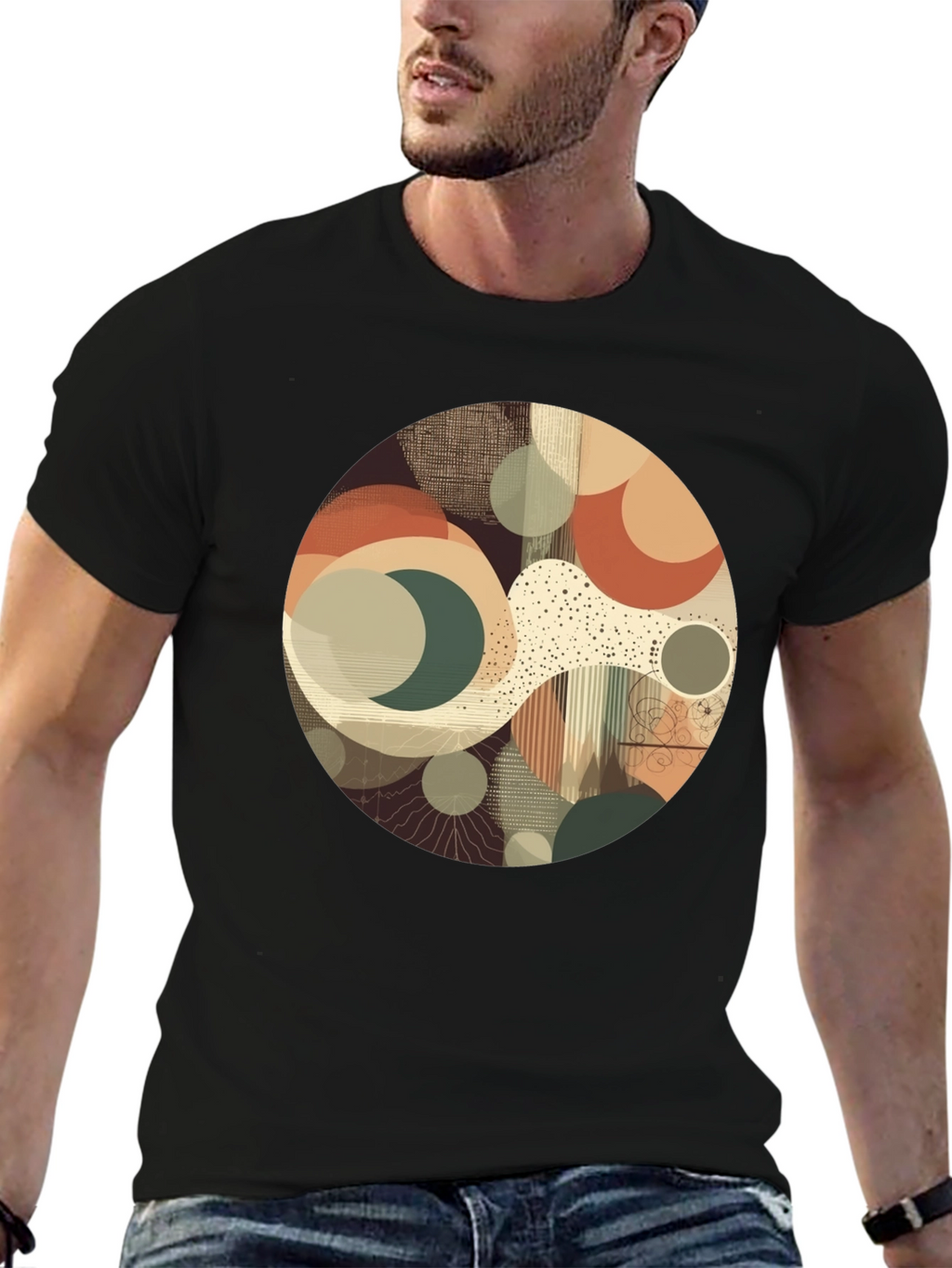 Abstract Geometric Graphic Print Crew Neck T-Shirt