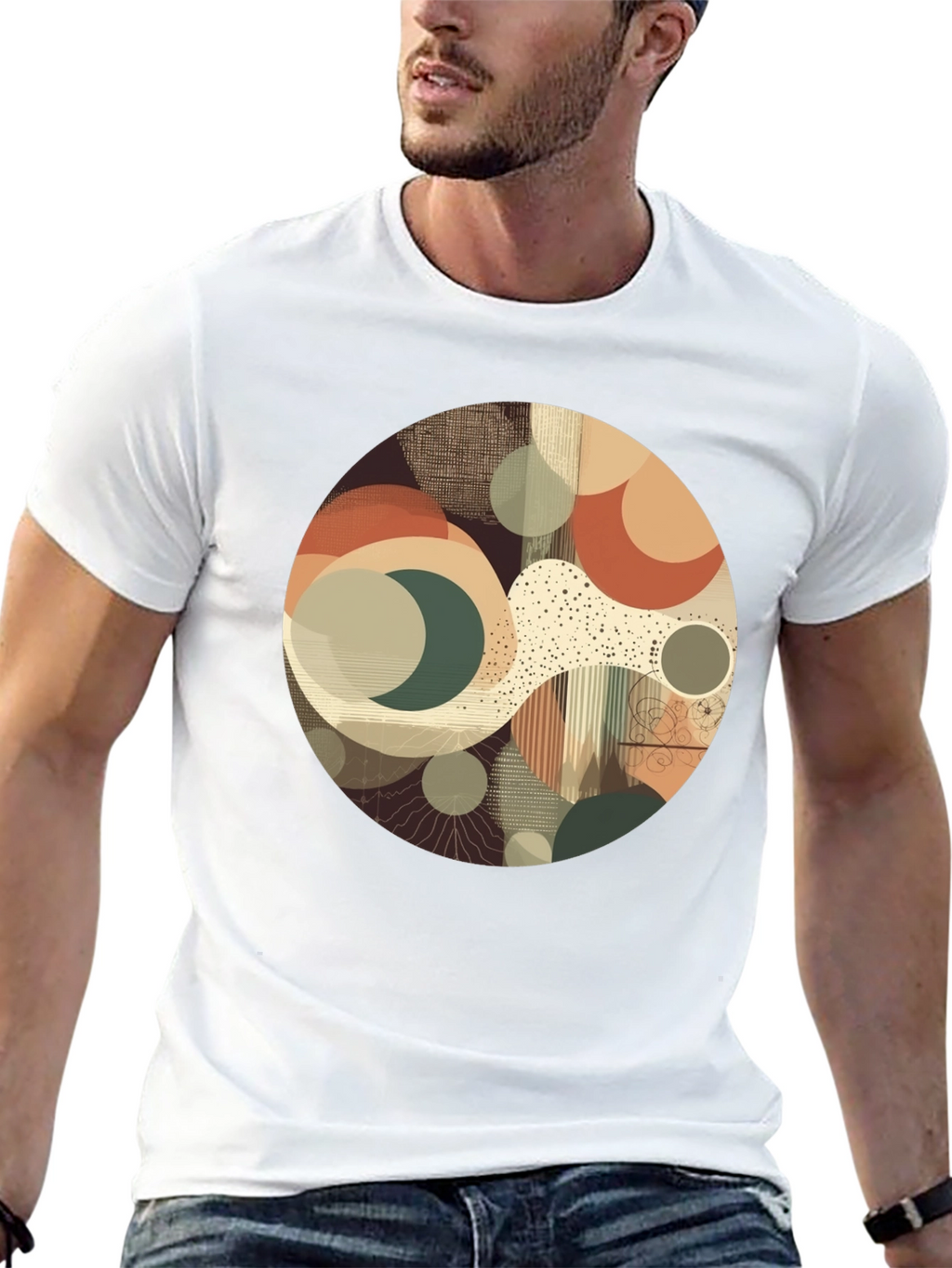 Abstract Geometric Graphic Print Crew Neck T-Shirt