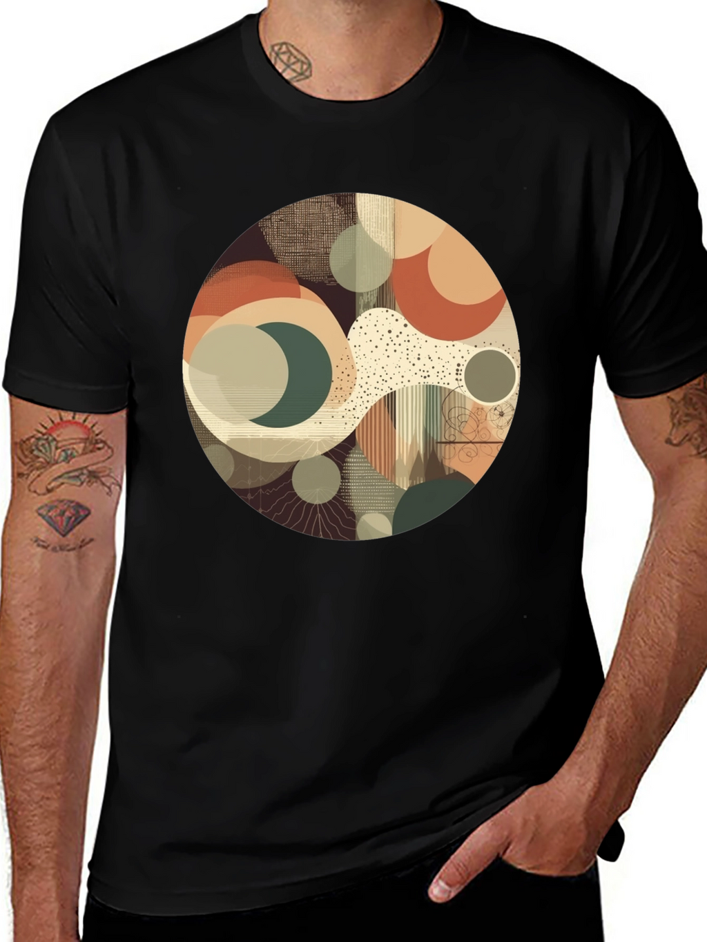 Abstract Geometric Graphic Print Crew Neck T-Shirt