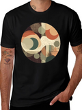 Abstract Geometric Graphic Print Crew Neck T-Shirt