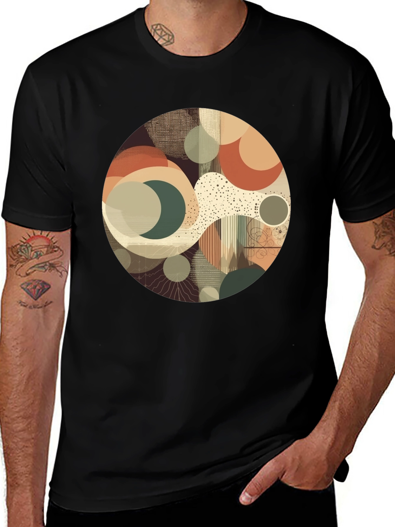 Abstract Geometric Graphic Print Crew Neck T-Shirt