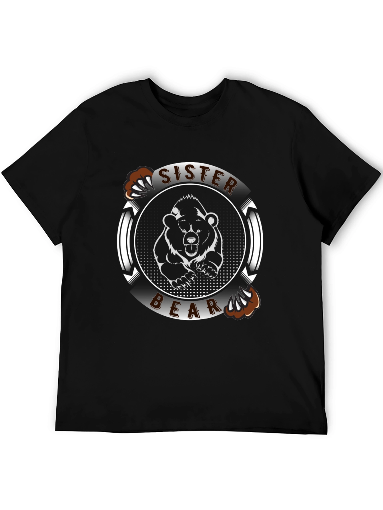 Sister Bear Graphic Tee - Black Cotton T-Shirt