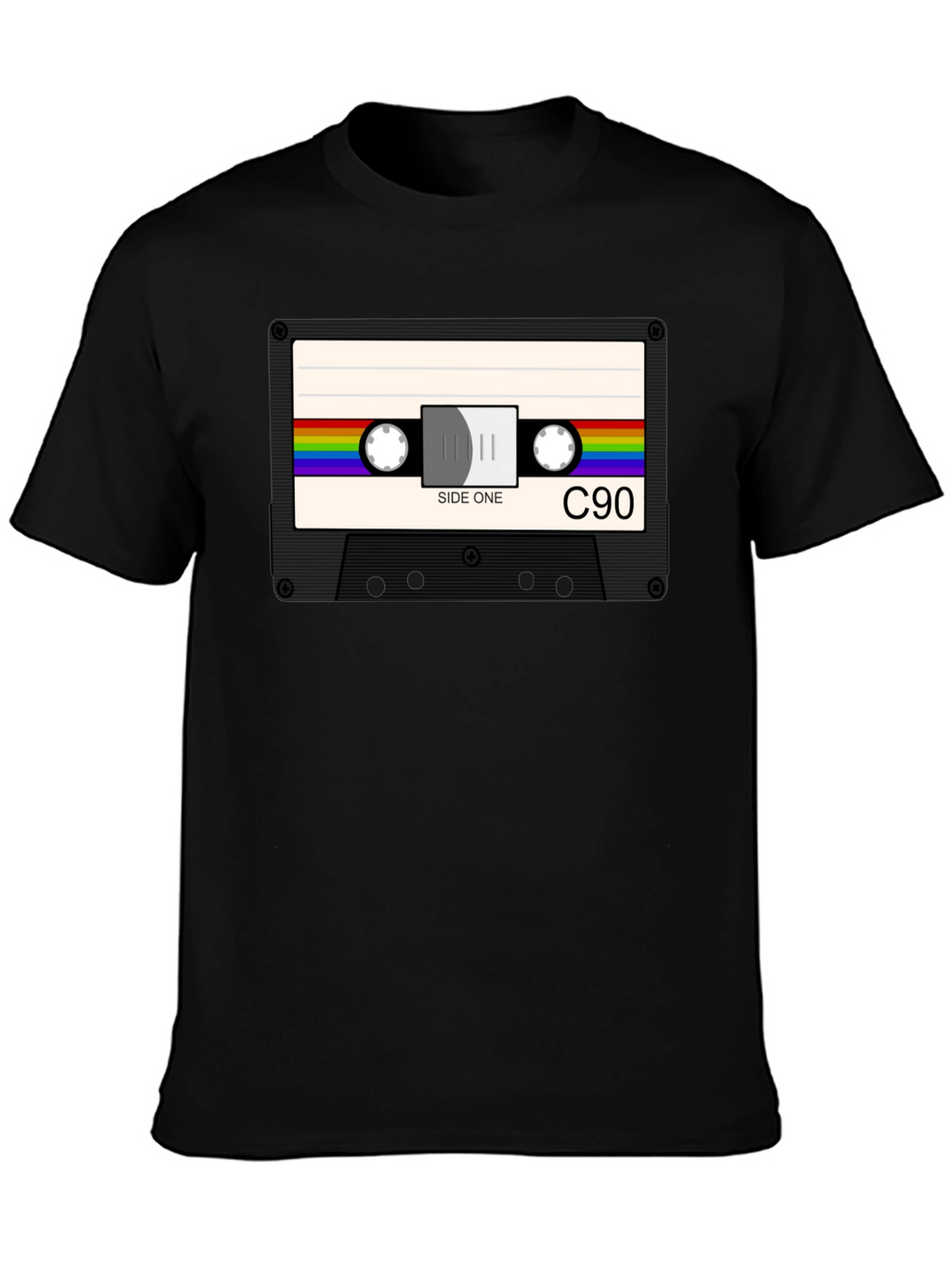 Retro Cassette Tape Graphic T-Shirt - Black
