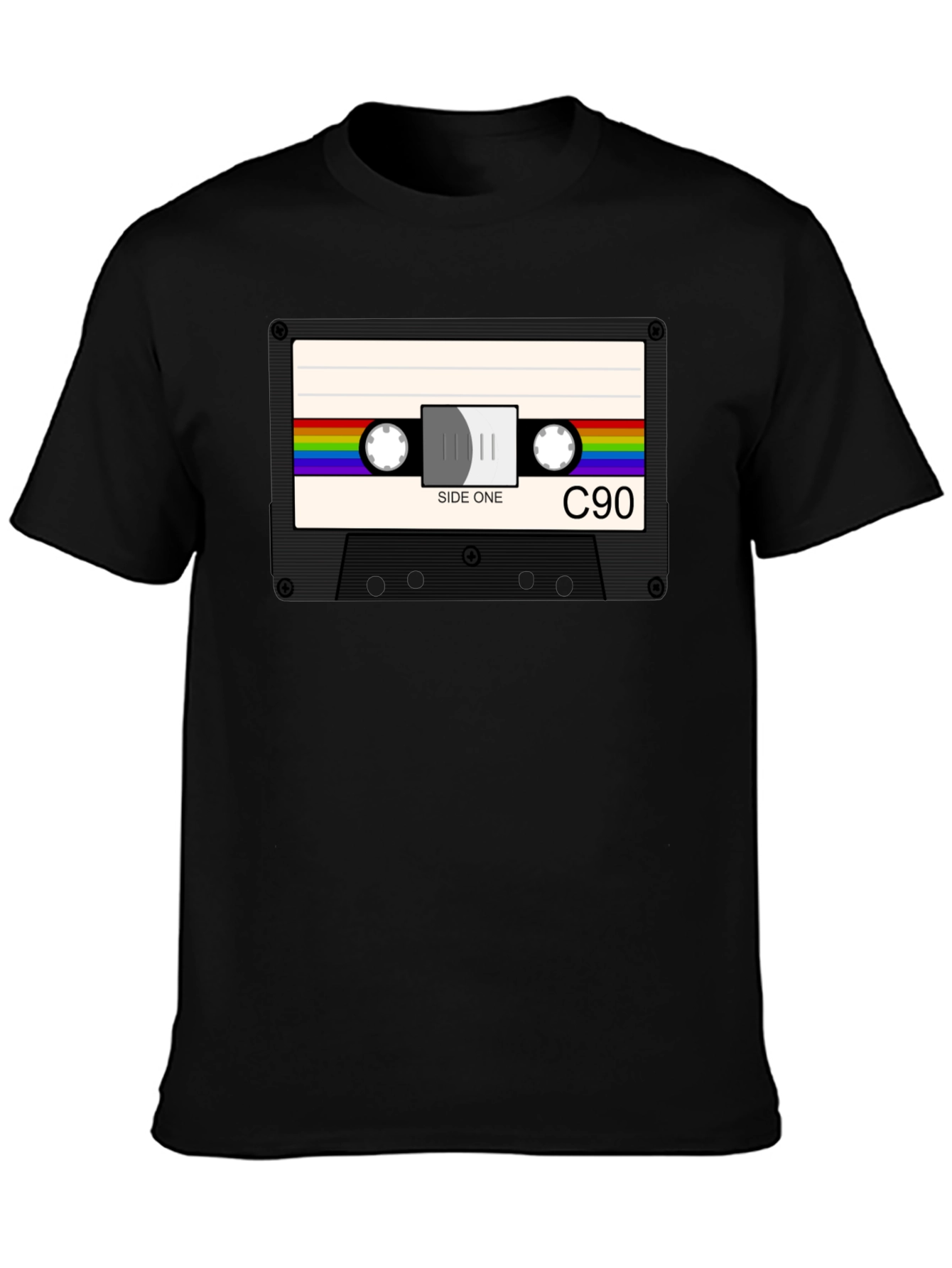 Retro Cassette Tape Graphic T-Shirt - Black