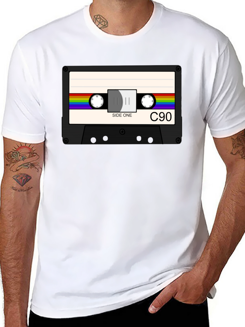 Retro Cassette Tape Graphic T-Shirt - Black