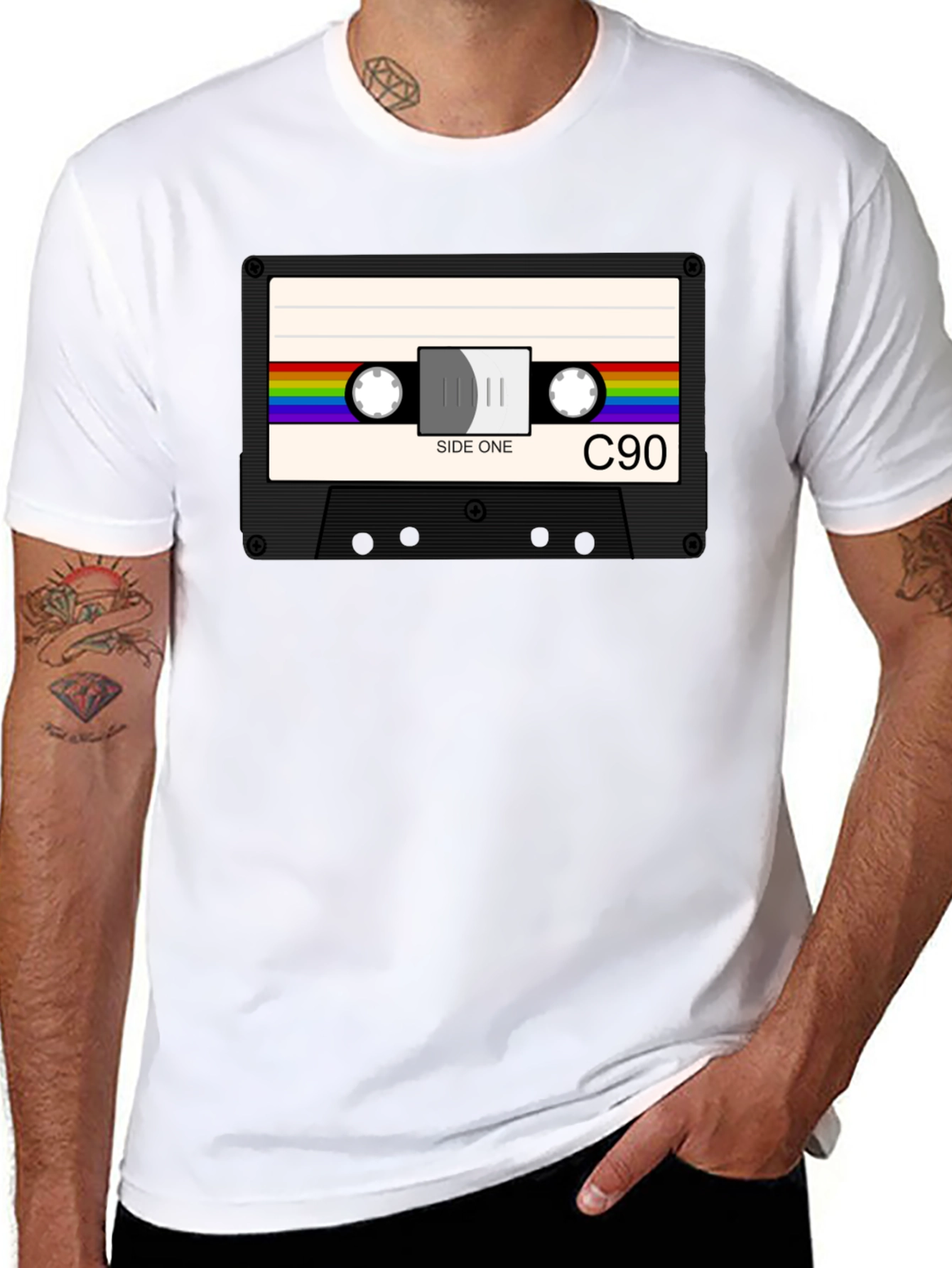 Retro Cassette Tape Graphic T-Shirt - Black