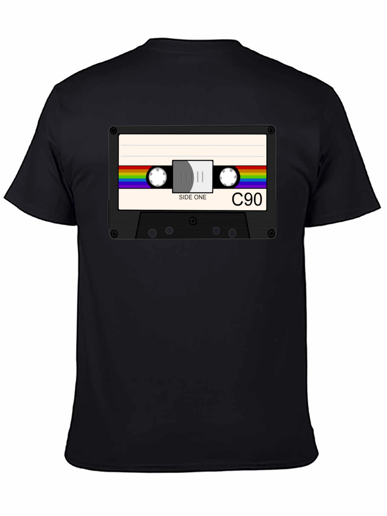 Retro Cassette Tape Graphic T-Shirt - Black