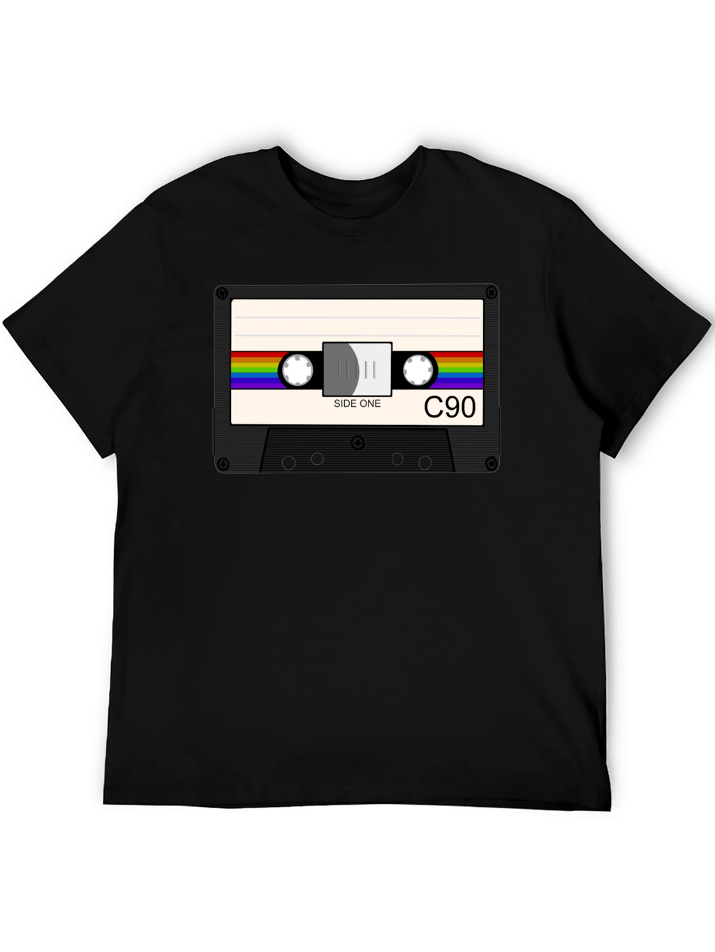 Retro Cassette Tape Graphic T-Shirt - Black