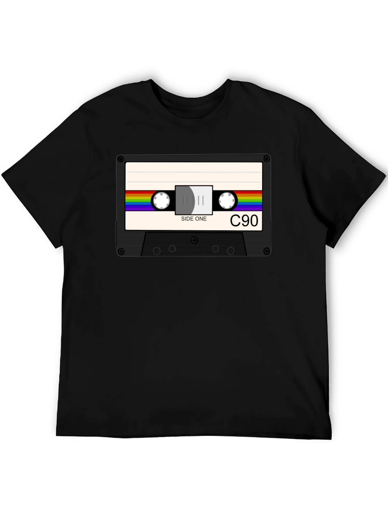 Retro Cassette Tape Graphic T-Shirt - Black