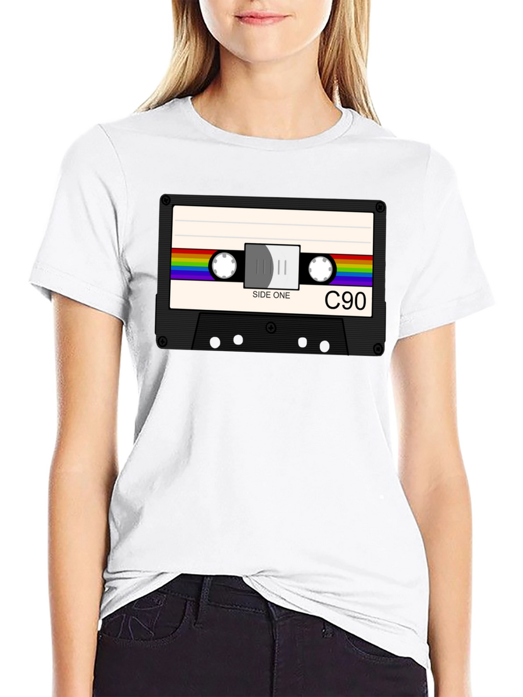 Retro Cassette Tape Graphic T-Shirt - Black