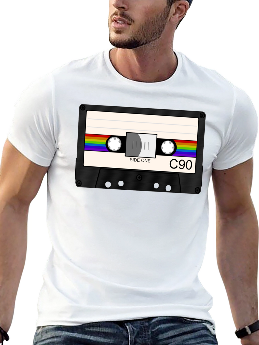 Retro Cassette Tape Graphic T-Shirt - Black