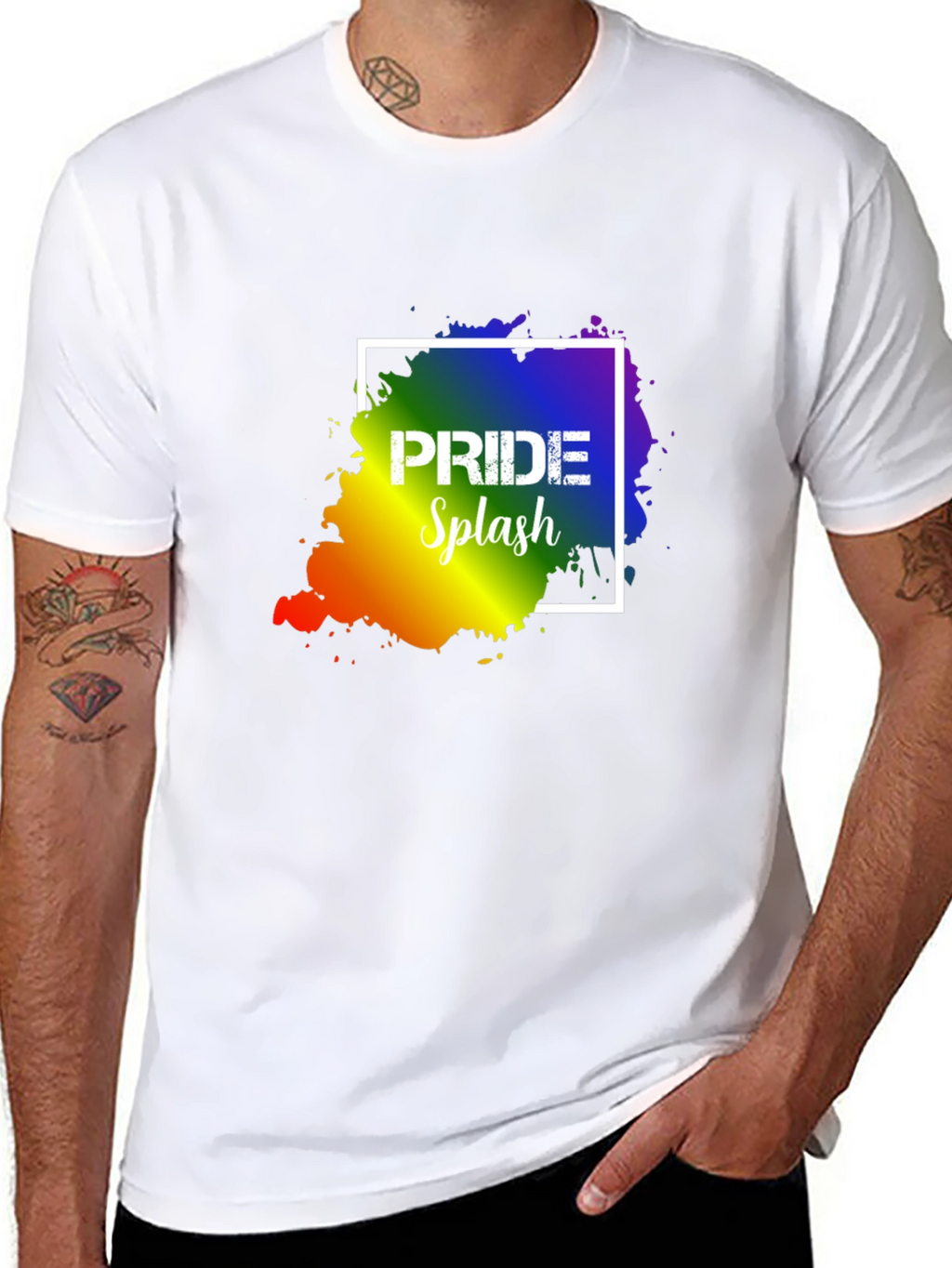 Pride Splash T-Shirt: Rainbow Design Soft Cotton