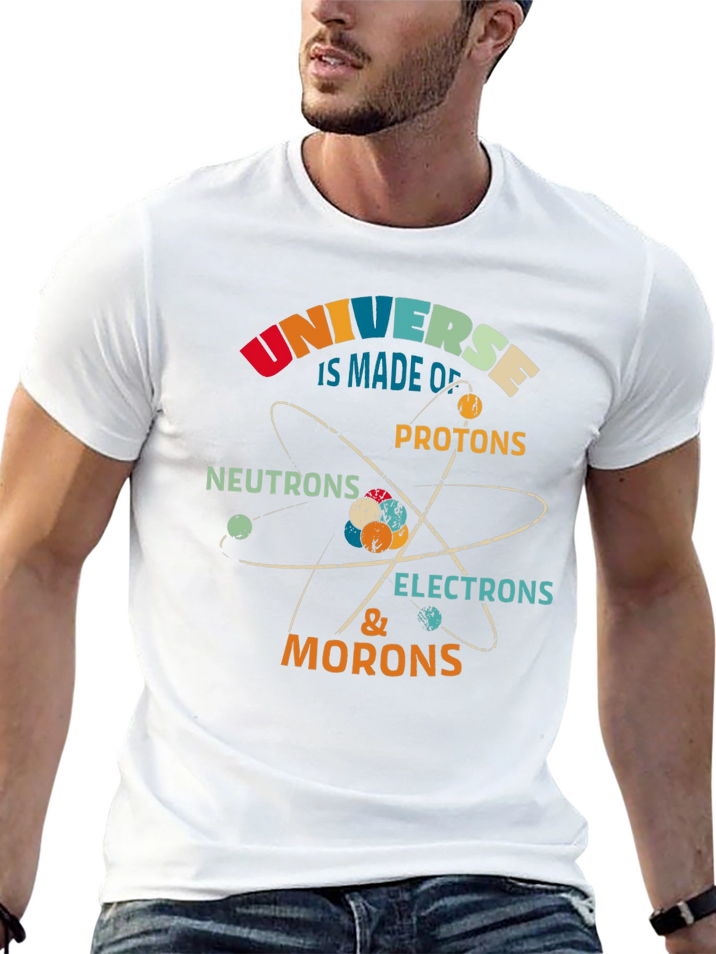 Funny Science T-Shirt: Universe Morons Electrons