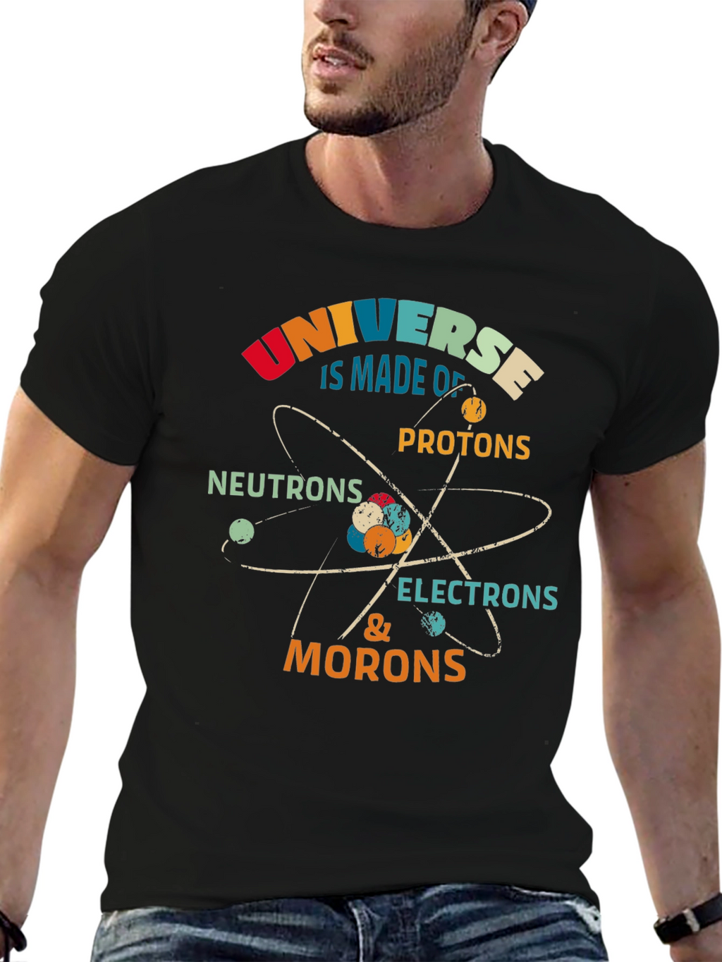 Funny Science T-Shirt: Universe Morons Electrons