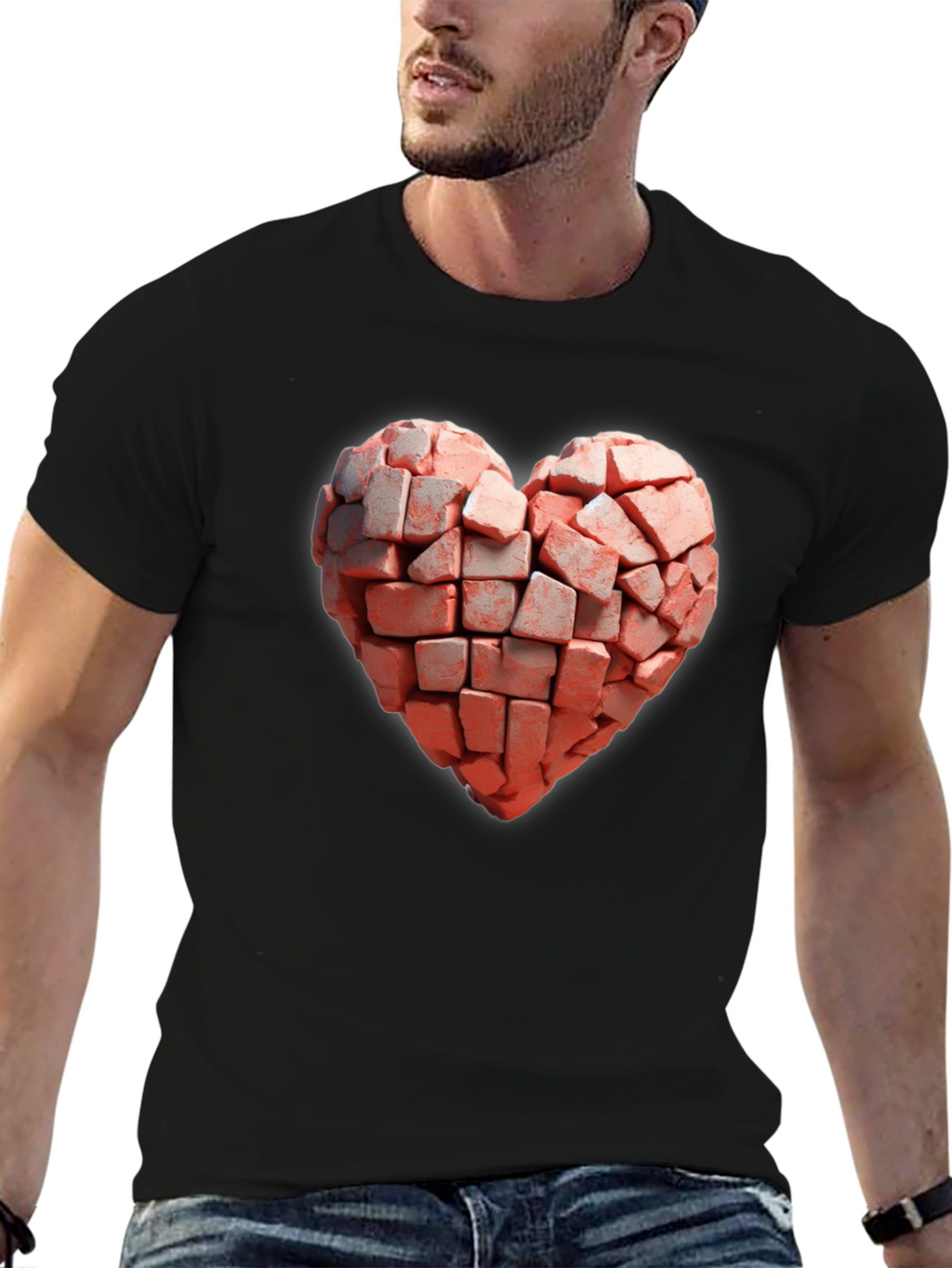 Brick Heart Graphic Black T-Shirt