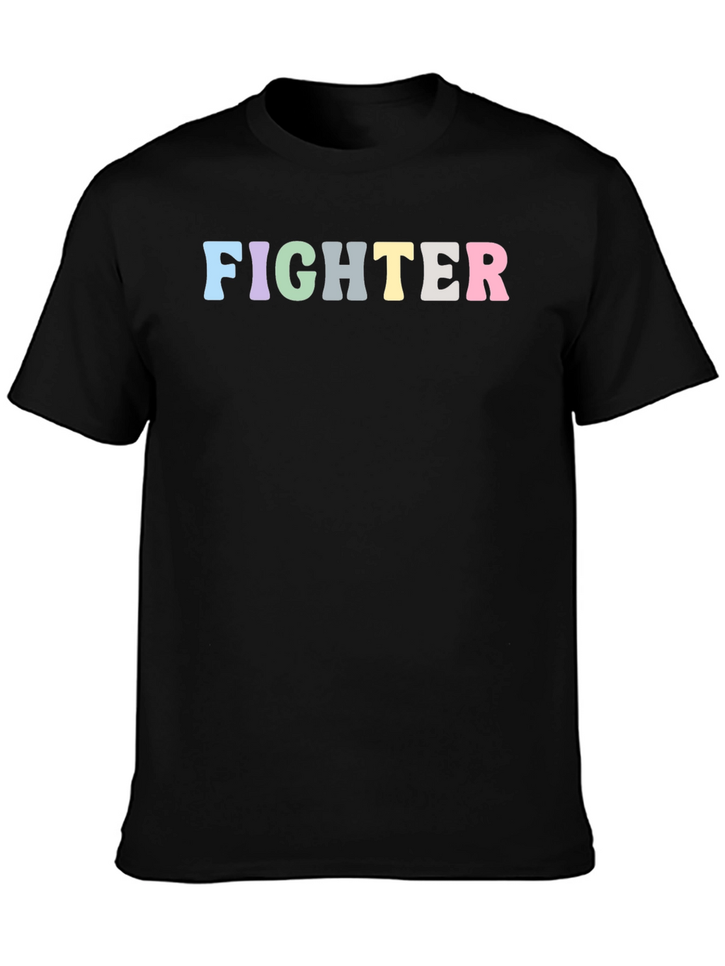 Fighter Rainbow Text Black T-Shirt