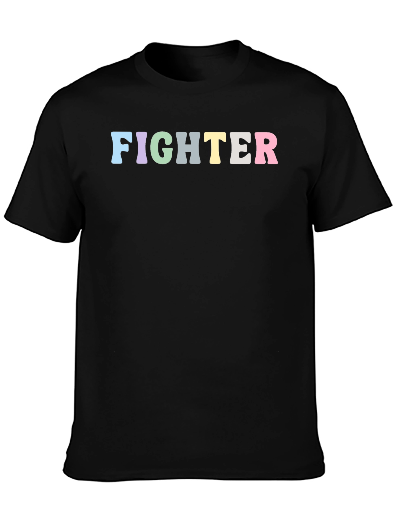 Fighter Rainbow Text Black T-Shirt