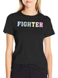 Fighter Rainbow Text Black T-Shirt