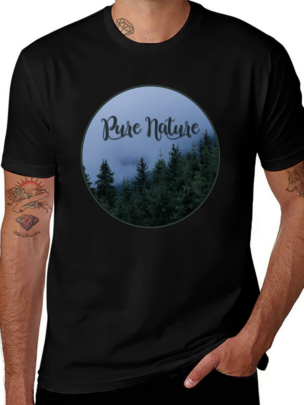 Pure Nature Forest Graphic Tee - Black