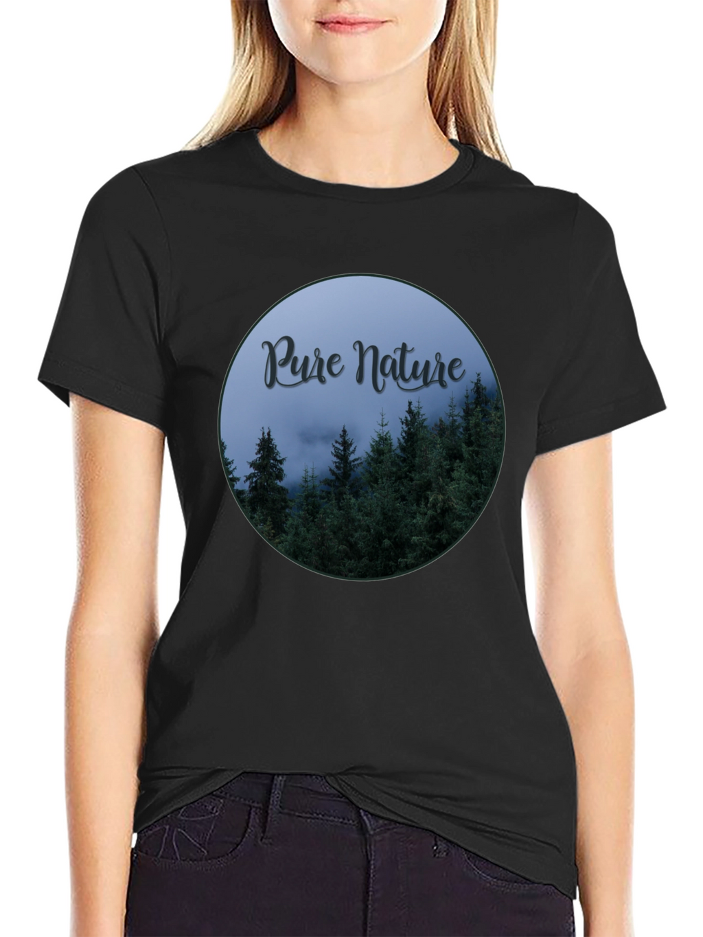 Pure Nature Forest Graphic Tee - Black
