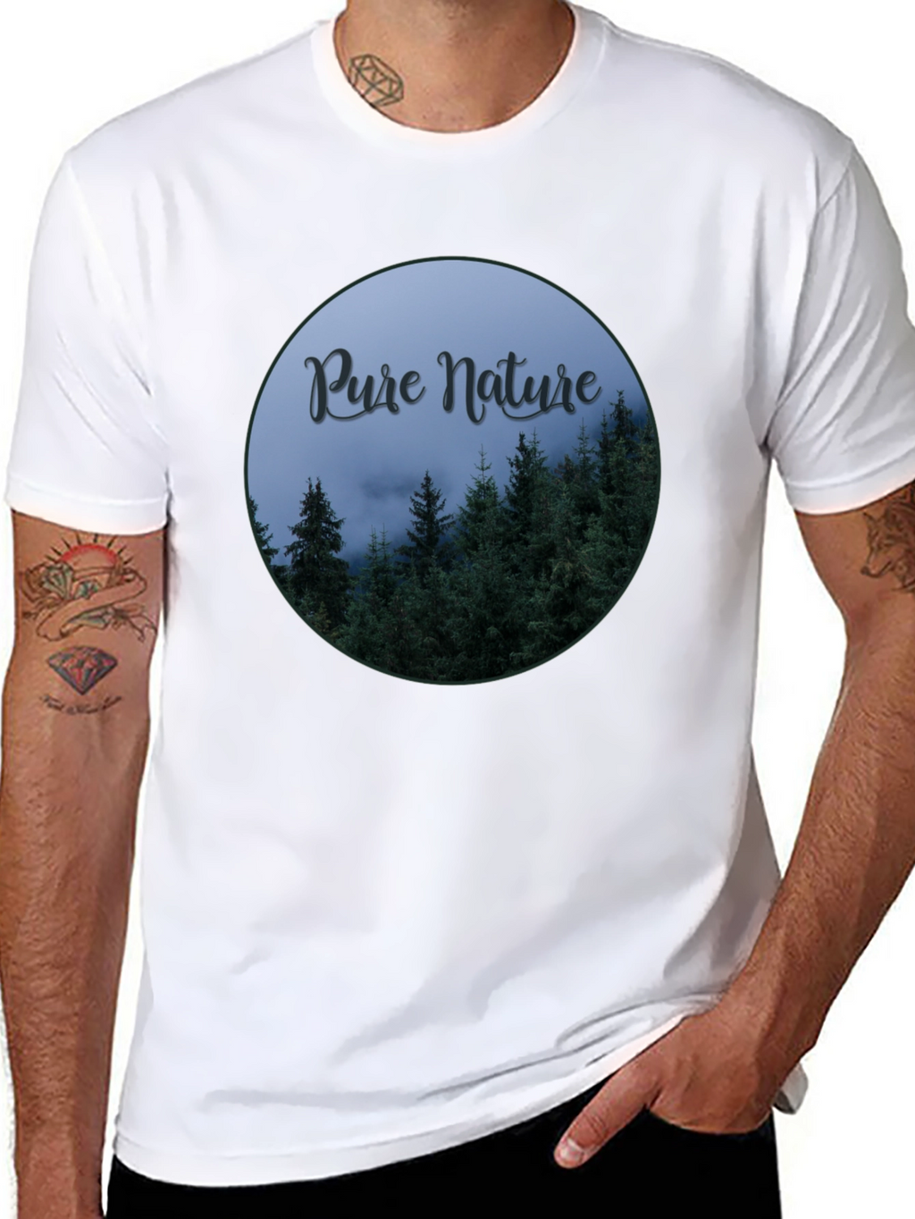 Pure Nature Forest Graphic Tee - Black