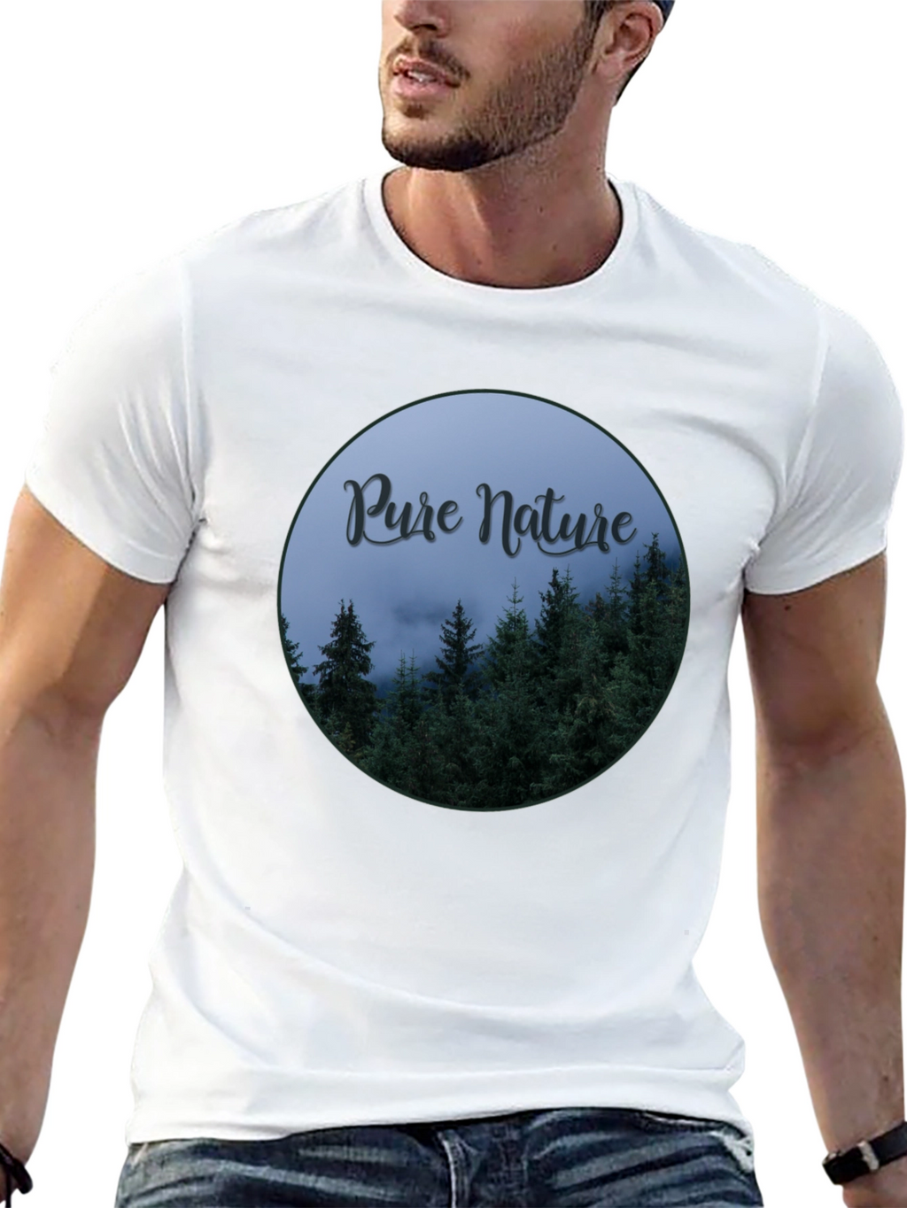 Pure Nature Forest Graphic Tee - Black
