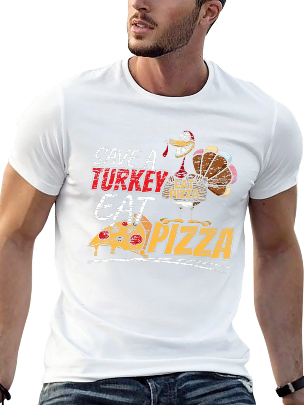 Save a Turkey Eat Pizza Funny Thanksgiving T-Shirt