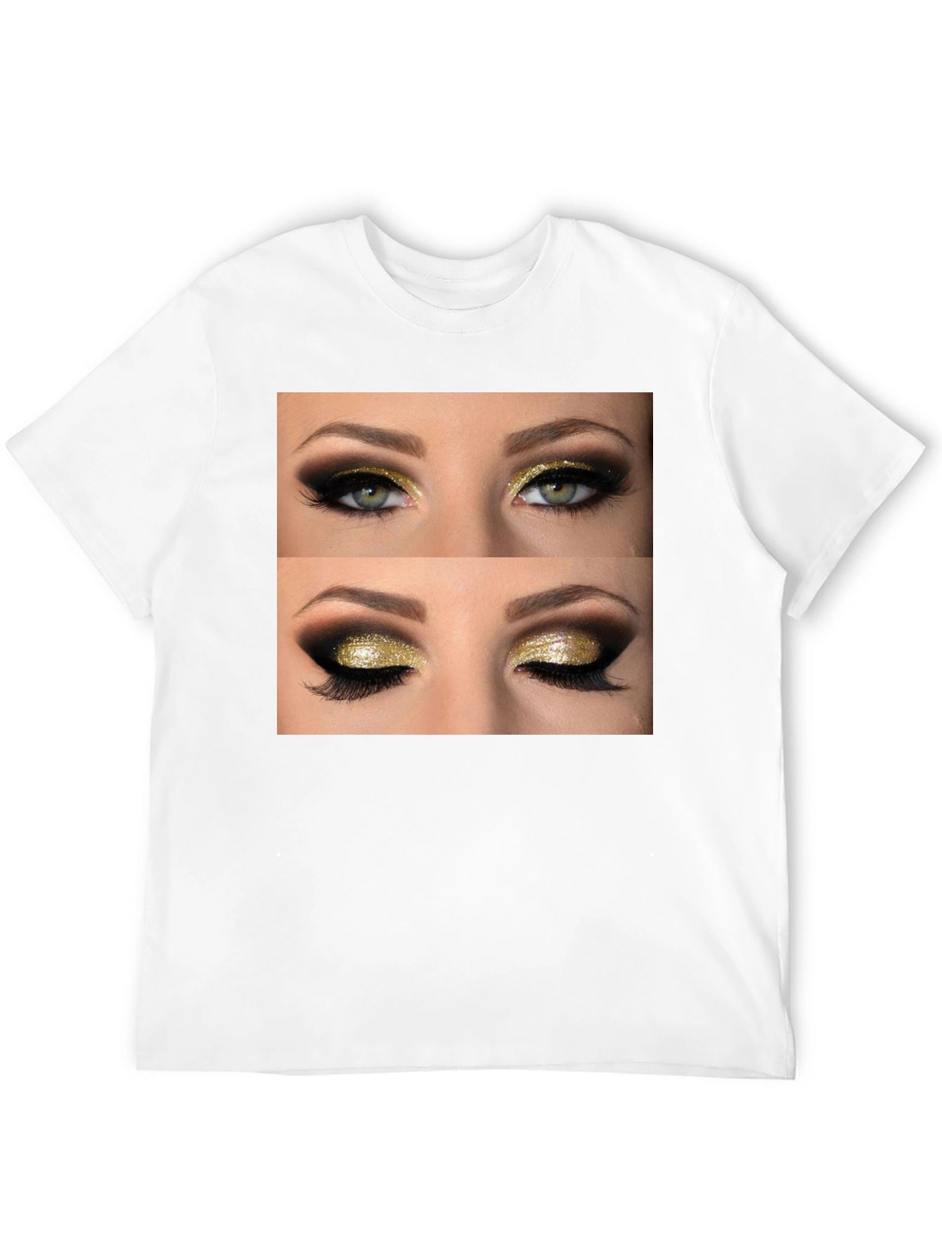 Glam Eyes Graphic Tee - Black Cotton Casual Wear