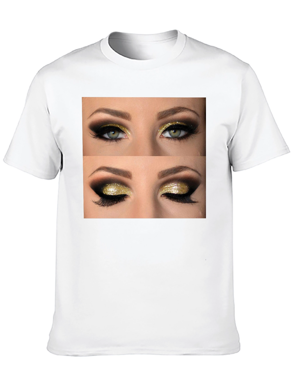 Glam Eyes Graphic Tee - Black Cotton Casual Wear