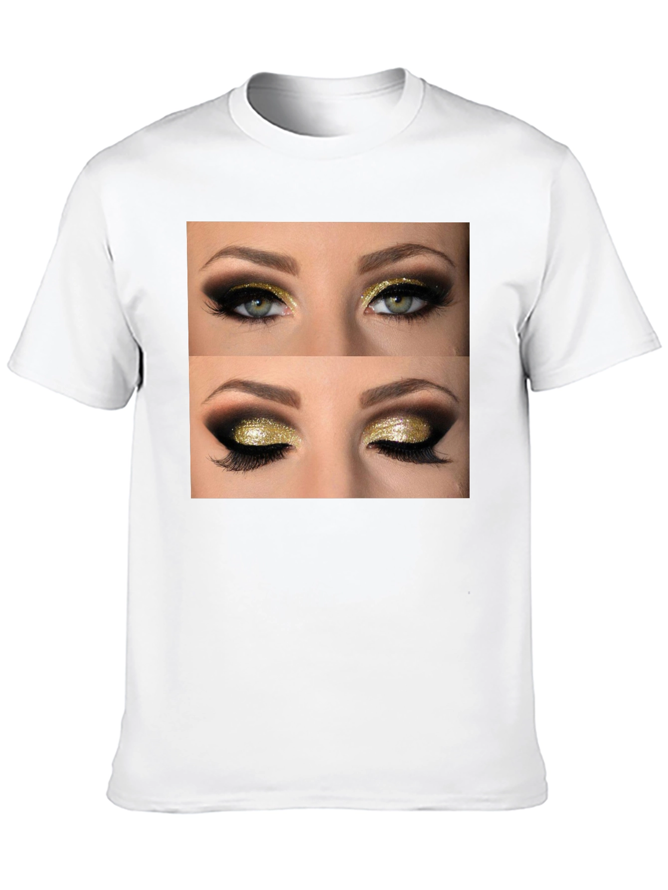Glam Eyes Graphic Tee - Black Cotton Casual Wear