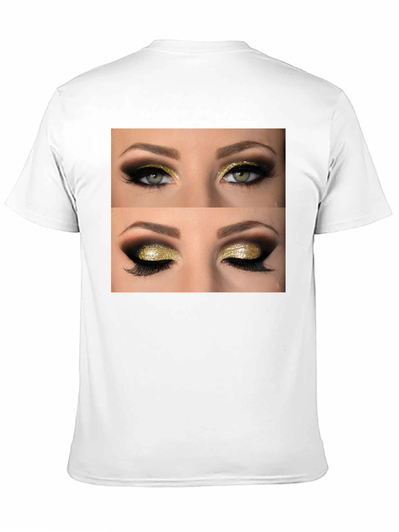 Glam Eyes Graphic Tee - Black Cotton Casual Wear