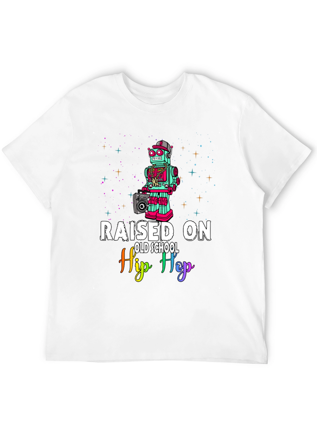 Raised On Old School Hip Hop Robot T-Shirt