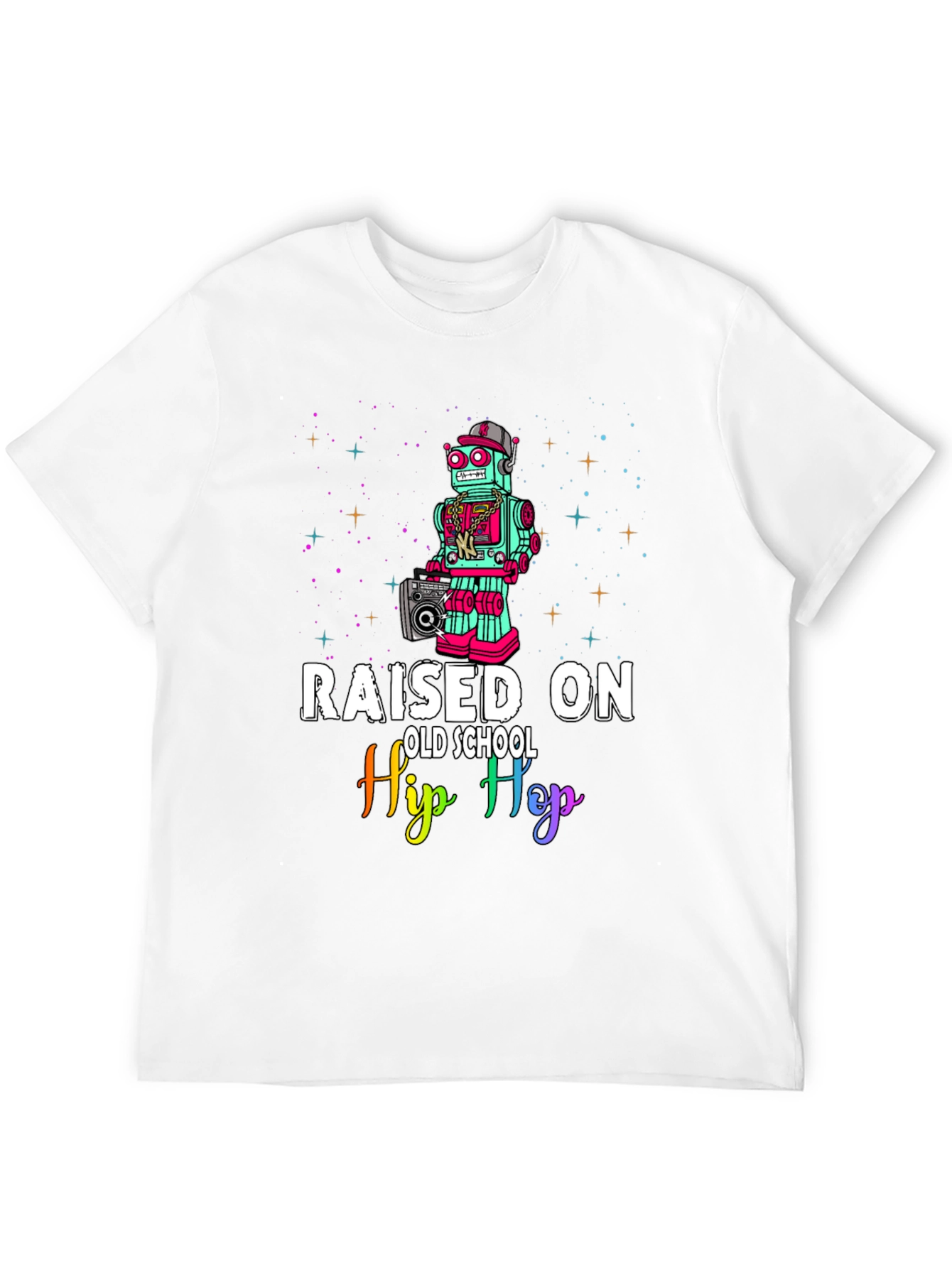 Raised On Old School Hip Hop Robot T-Shirt