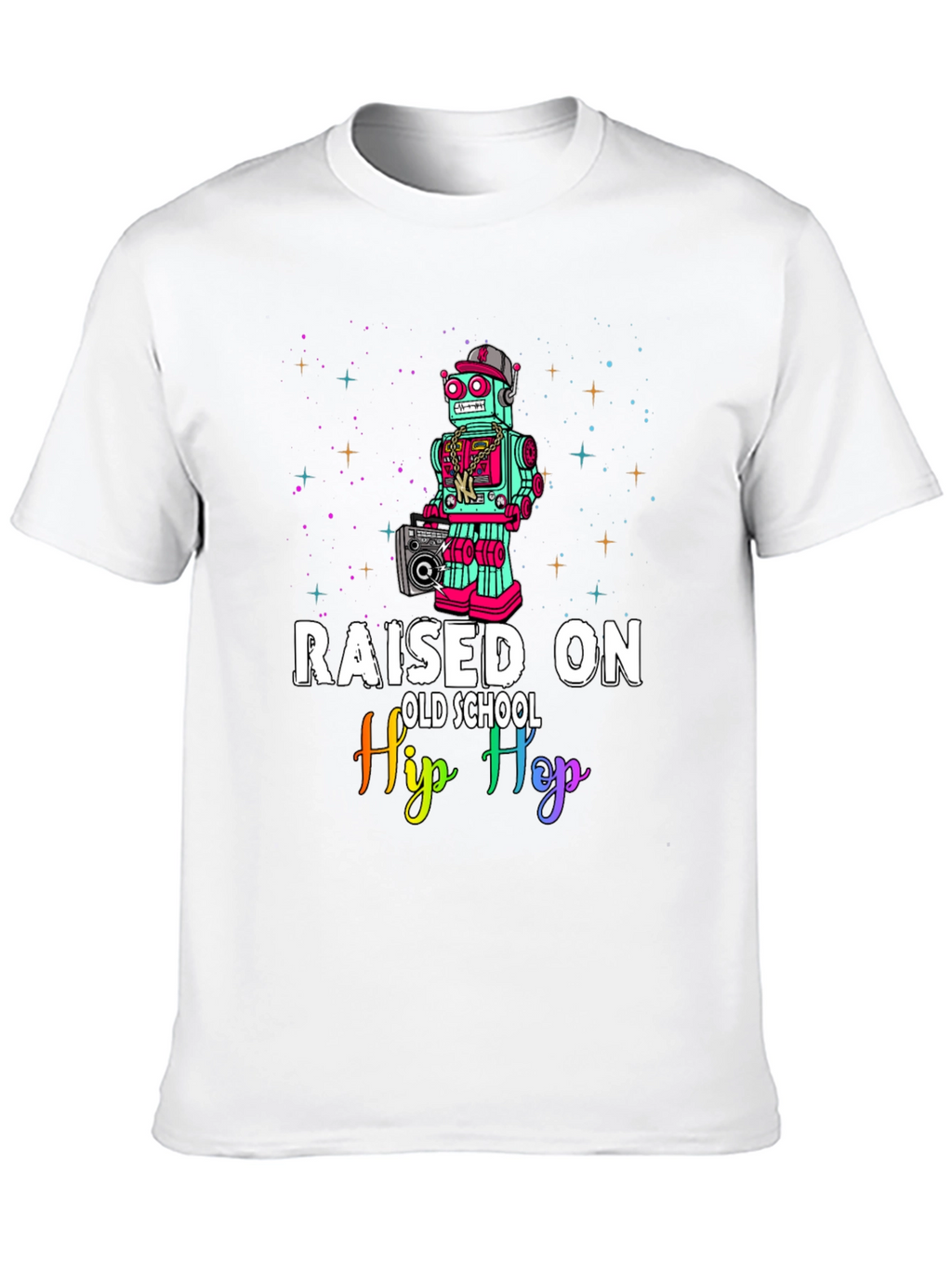 Raised On Old School Hip Hop Robot T-Shirt