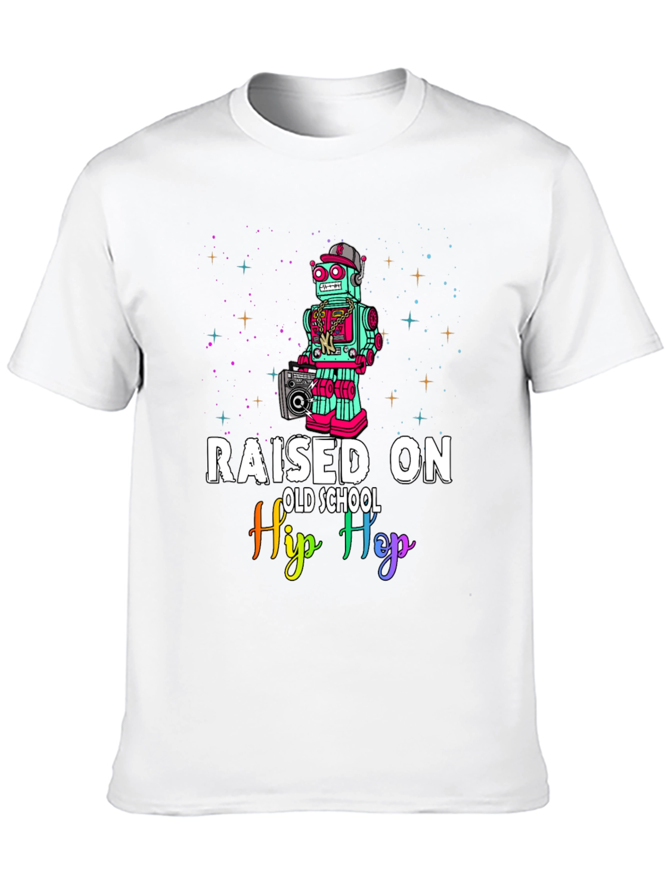 Raised On Old School Hip Hop Robot T-Shirt