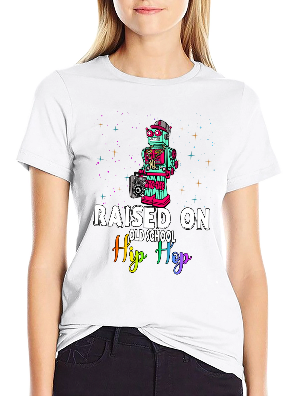 Raised On Old School Hip Hop Robot T-Shirt