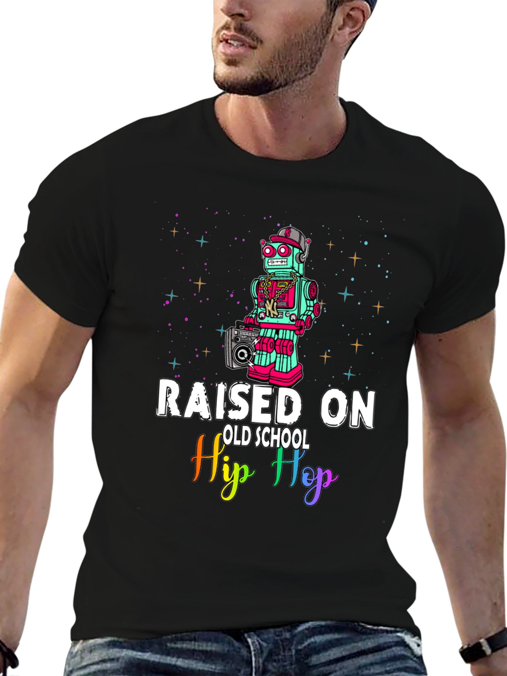 Raised On Old School Hip Hop Robot T-Shirt
